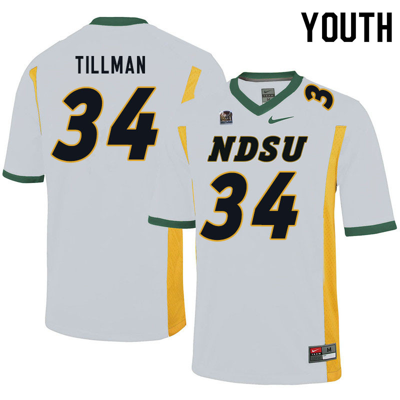 Youth #34 Juanye Tillman North Dakota State Bison College Football Jerseys Sale-White